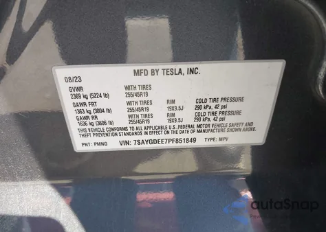 2023 Tesla Model Y Awd/Long Range Dual Motor All-Wheel Drive из США, поврежденный, VIN 7SAYGDEE7PF851849